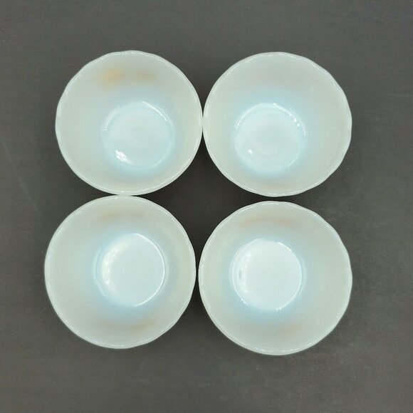 Anchor Hocking White custard Bowls with Gold Wheat Design - Picture 4 of 6